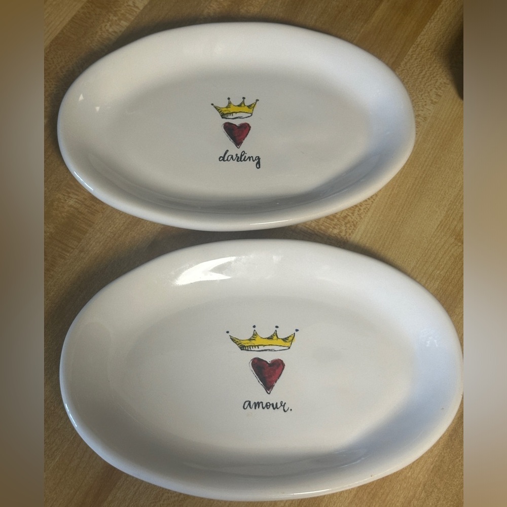 Rae Dunn Artisan Collection Plate Set DARLING and AMOUR